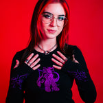 Chaos Longsleeve Baby Tee Black and Purple