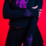 Chaos Longsleeve Baby Tee Black and Purple
