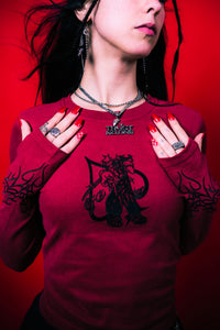 Chaos Longsleeve Baby Tee Red / Black