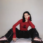 Chaos Longsleeve Baby Tee Red / Black